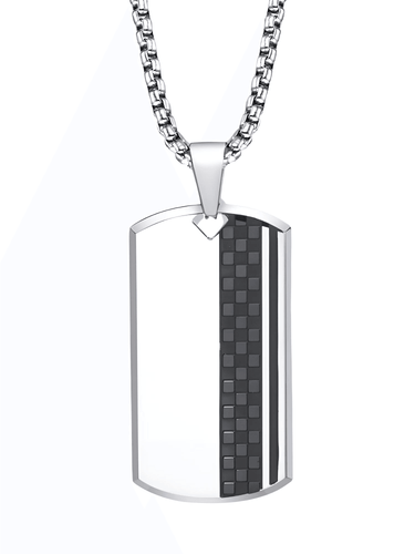 Men's Stainless Steel Dog Tag Pendant Necklace Geometric Dogtag Necklaces Gift for Him Jewelry, Drestiny, FR, Men's Dog Tags, Military Dog Tags, Silver, Black, Gold, 20